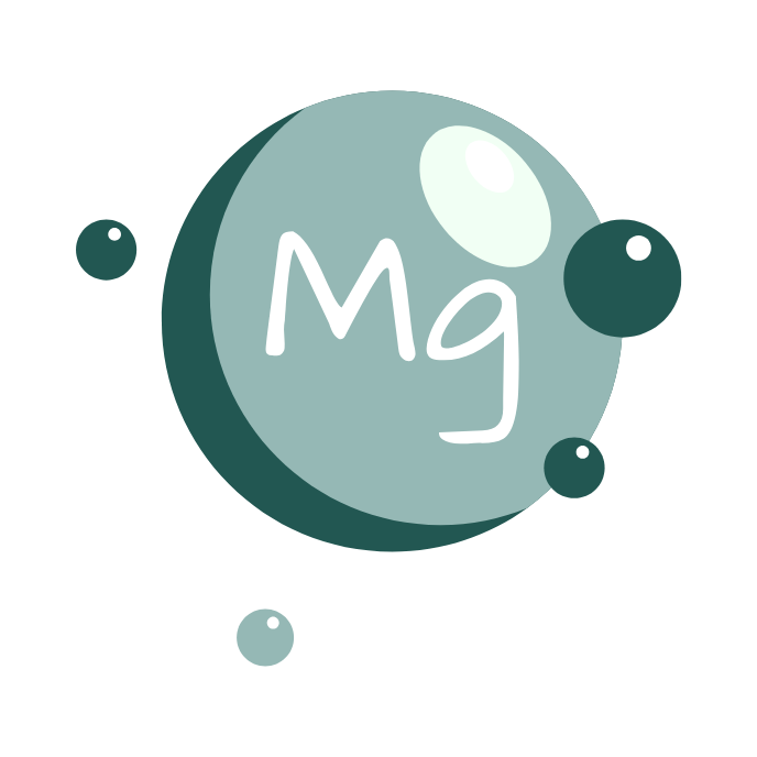 Magnesium supplement icon – stylized Mg atom symbol with orbiting electrons on green background, linking to U Better magnesium collection