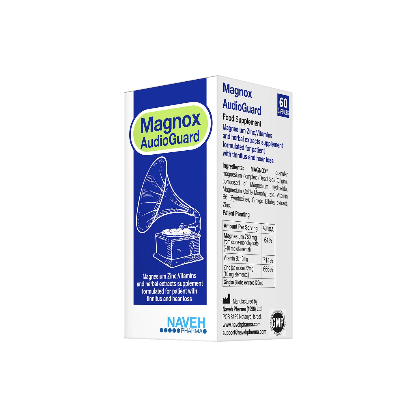 MAGNOX AudioGuard - 60 Magnesium Supplement Capsules for Tinnitus